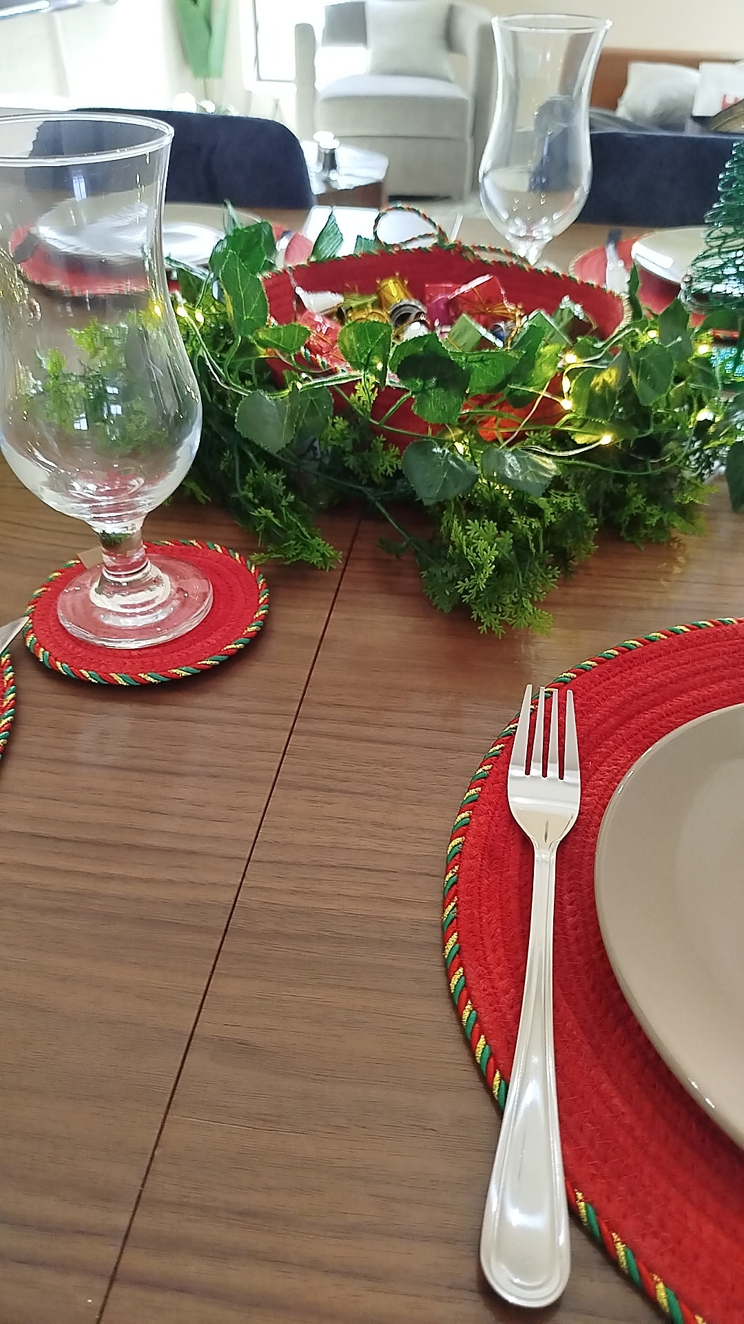 Set of Red Christmas placemats