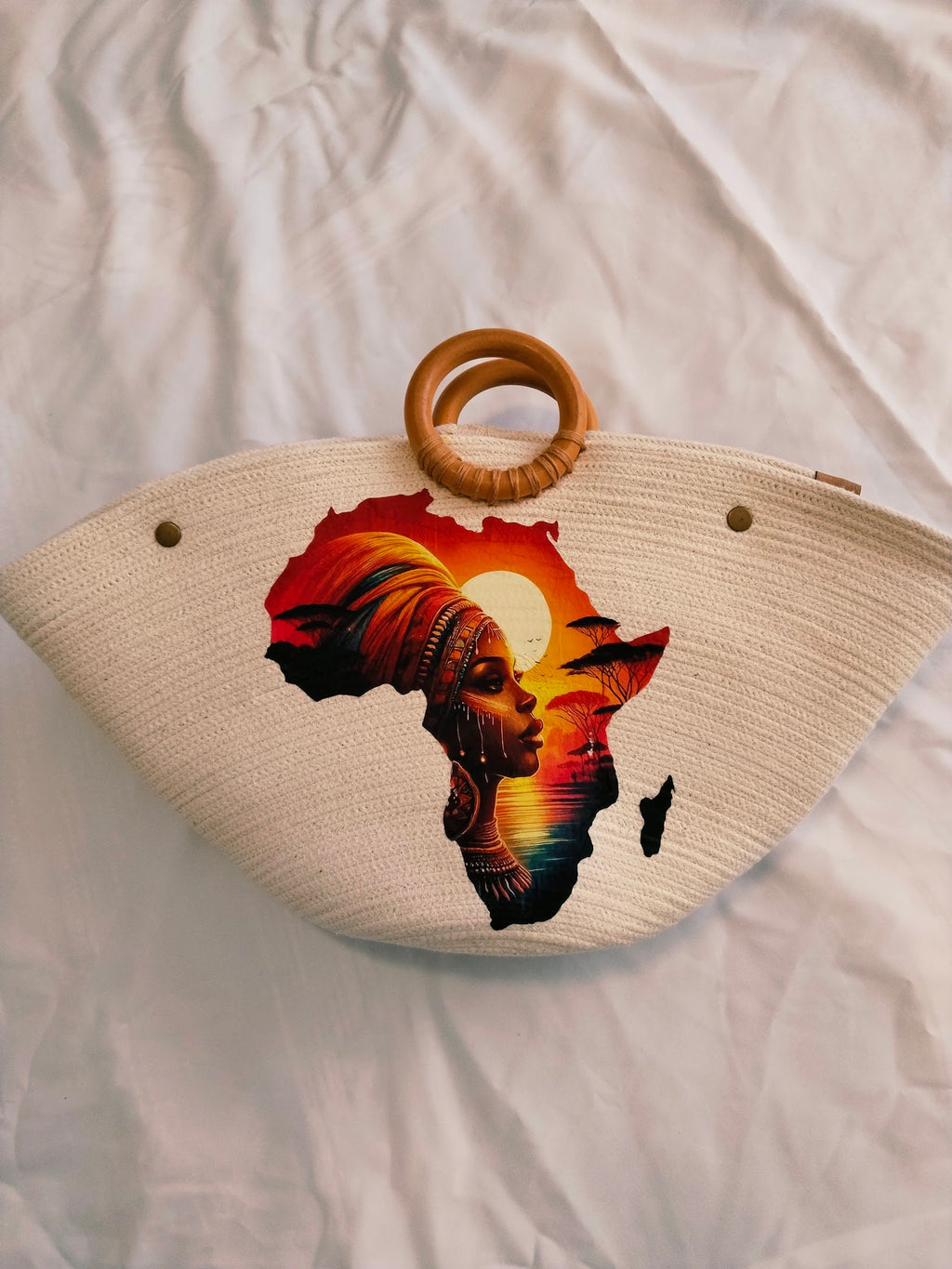 Afrika wood handle Shopper