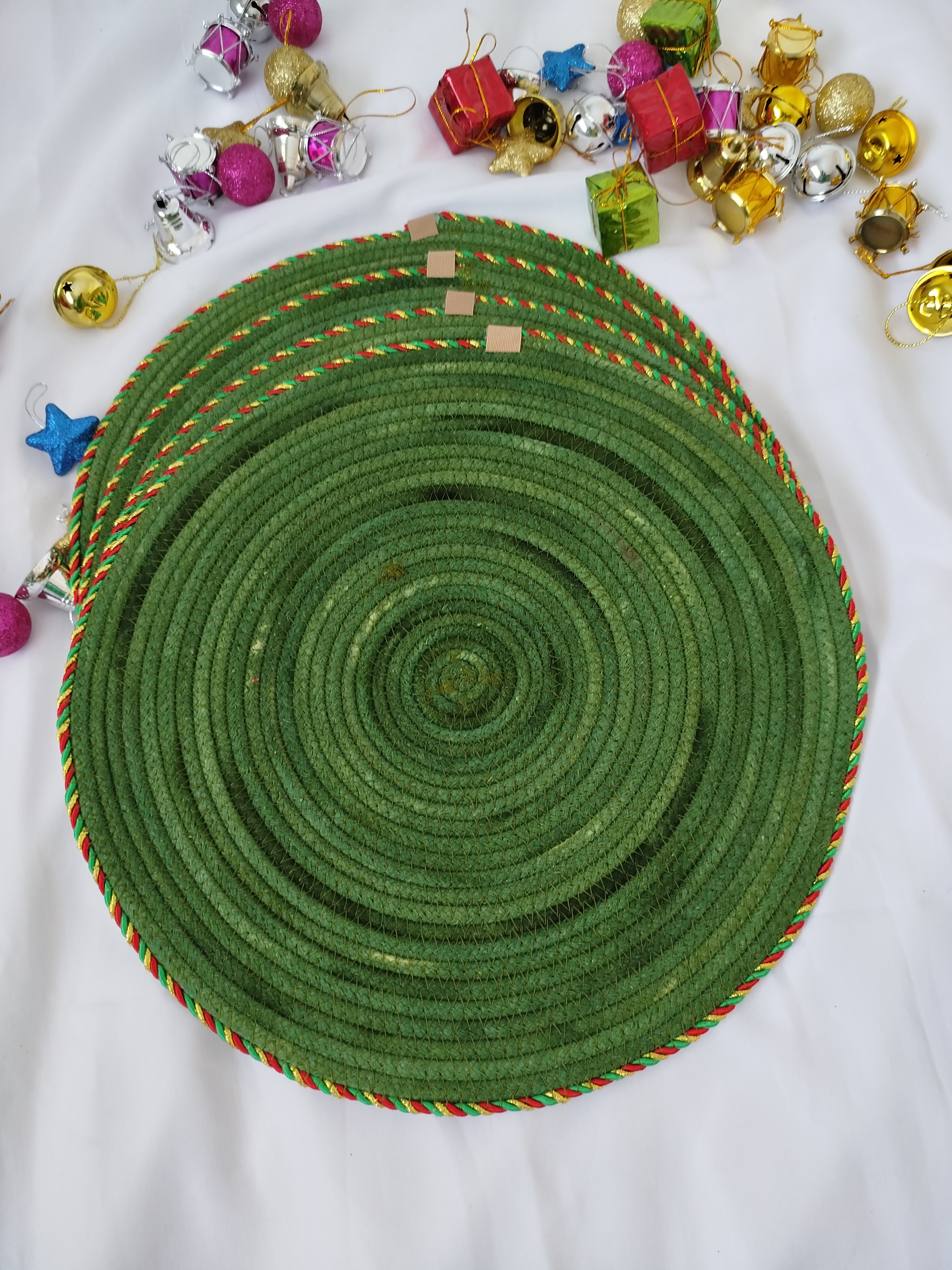 Set of Green Christmas placemats