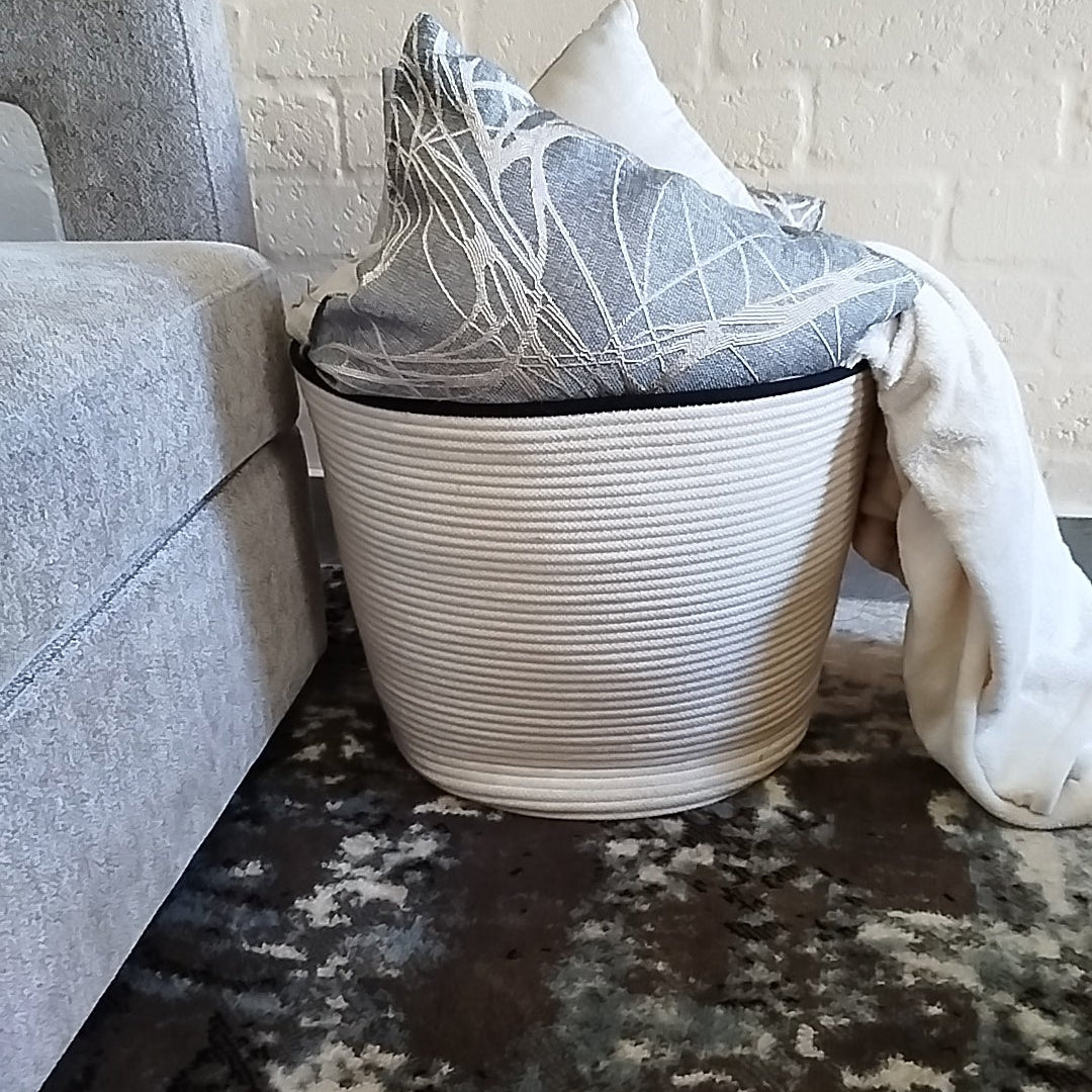 Ivory and black lining large basket