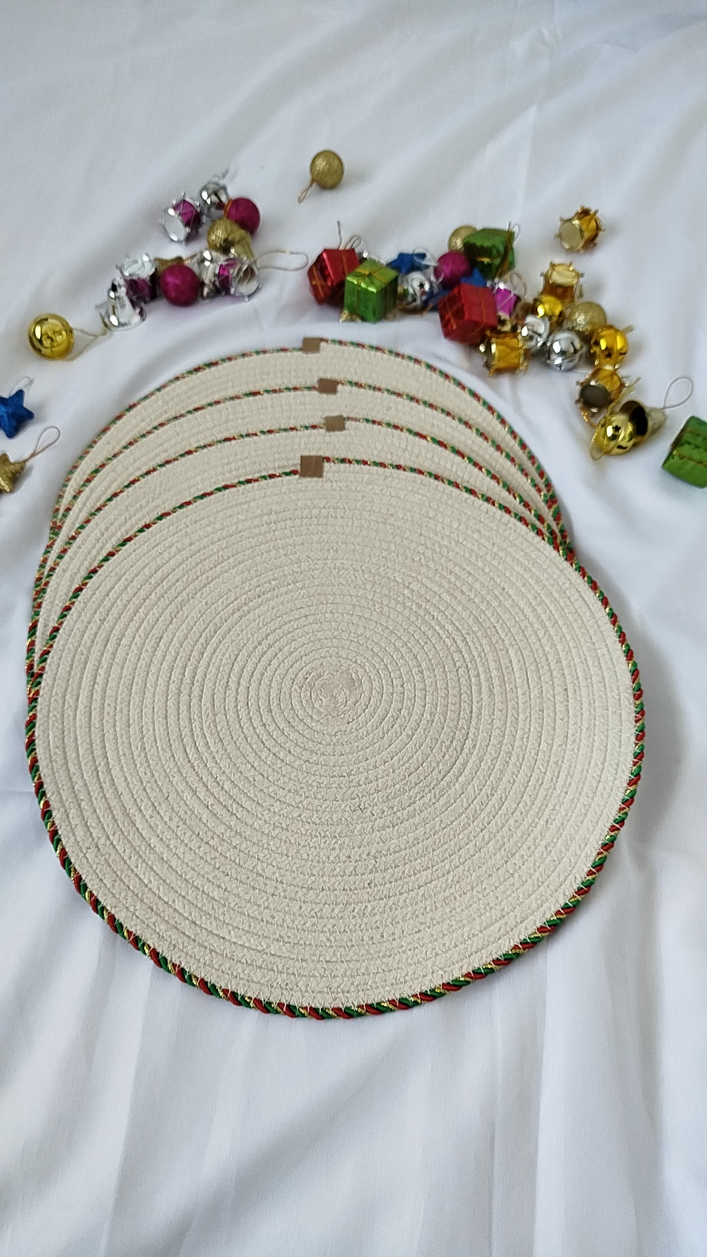 Set of Ivory Christmas placemats