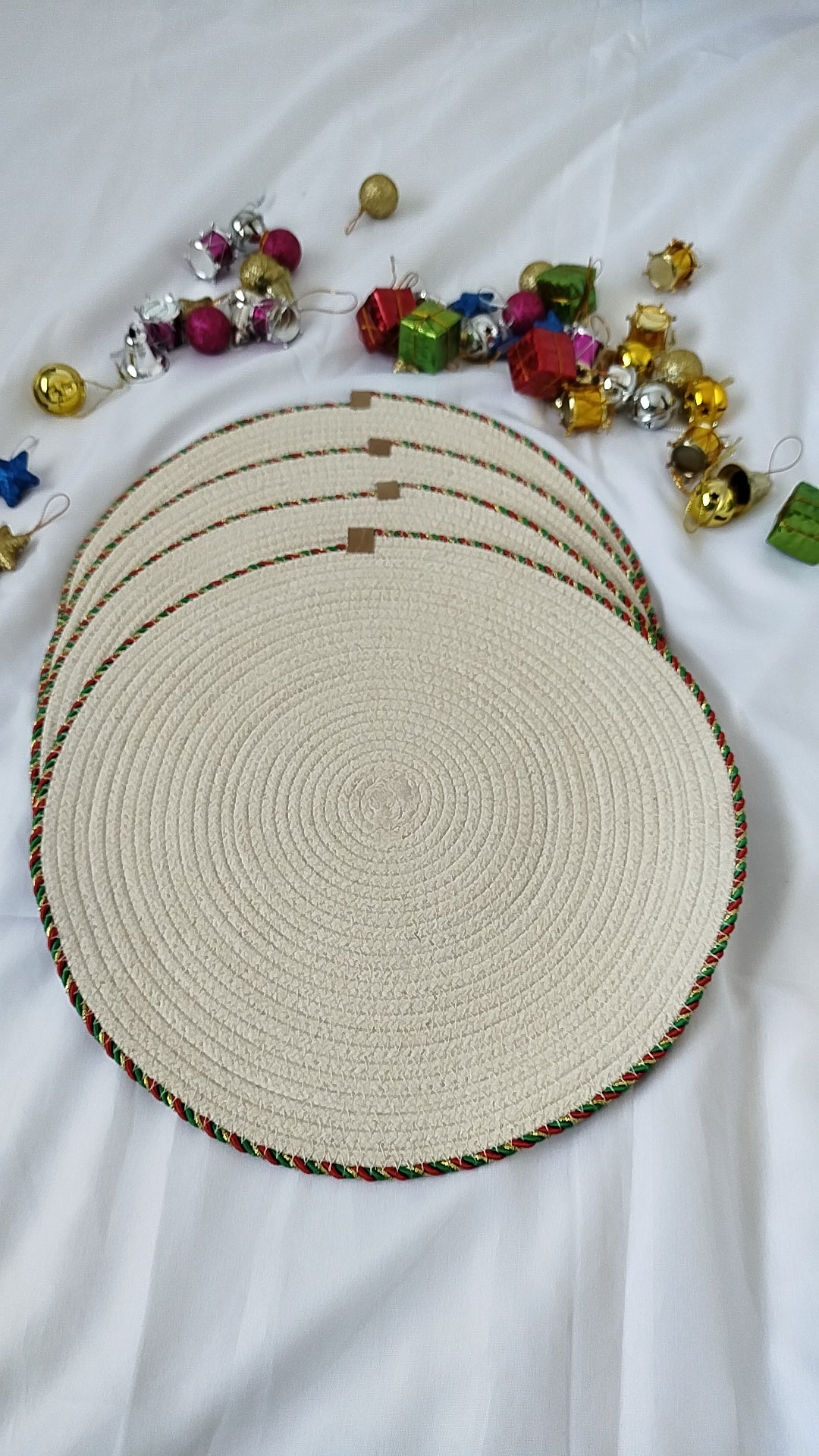 Set of Ivory Christmas placemats