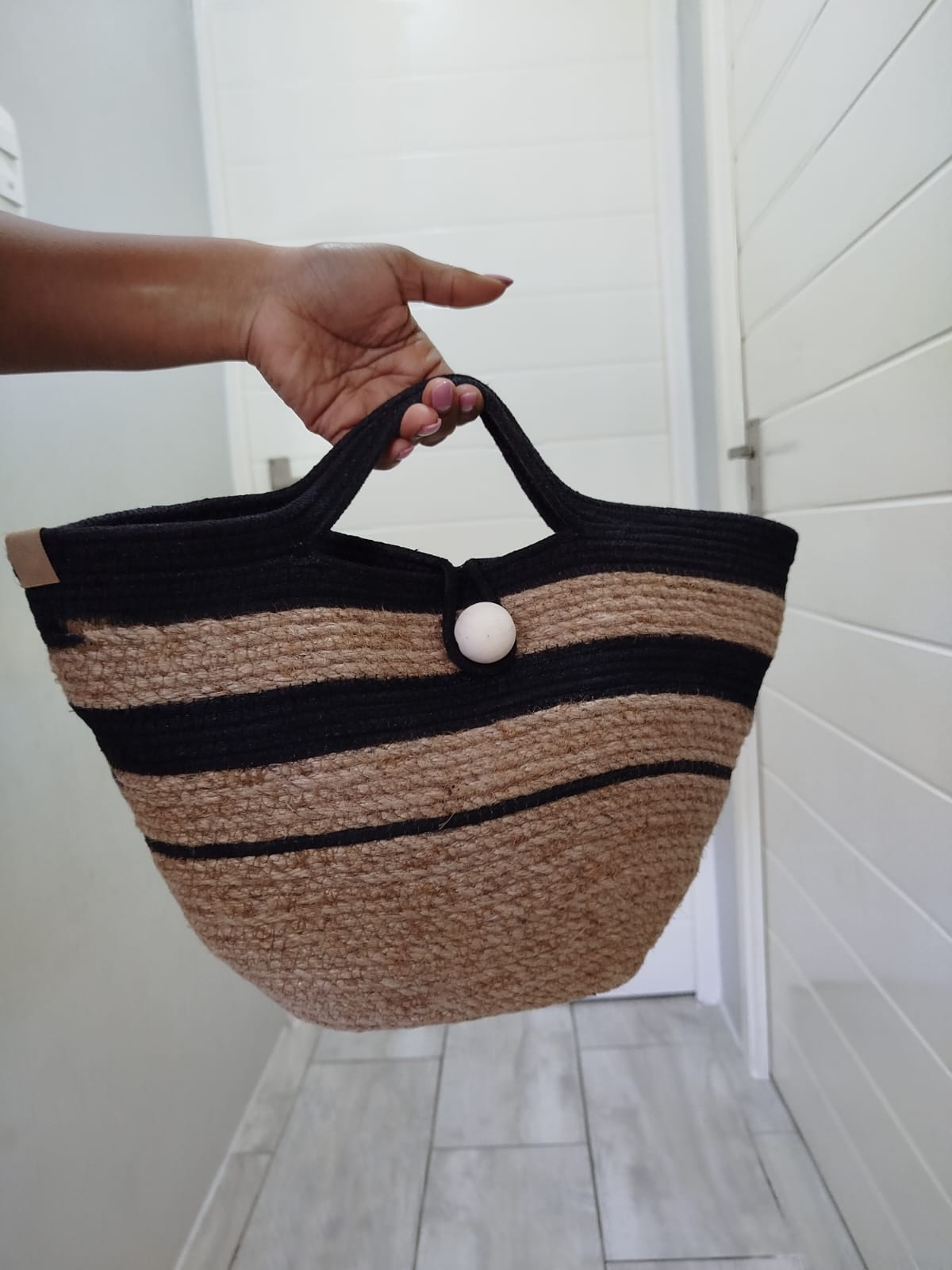 Black and Jute Shopper bag