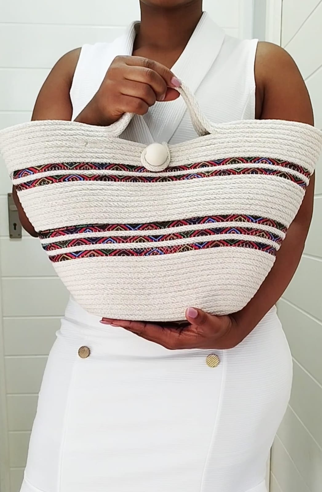 Ndebele off-white Shopper bag