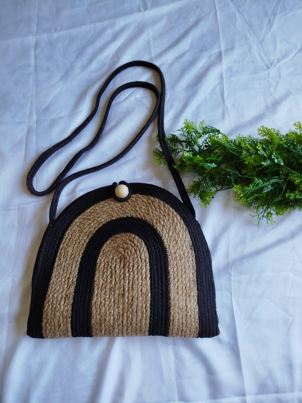 Black and Jute sling bag