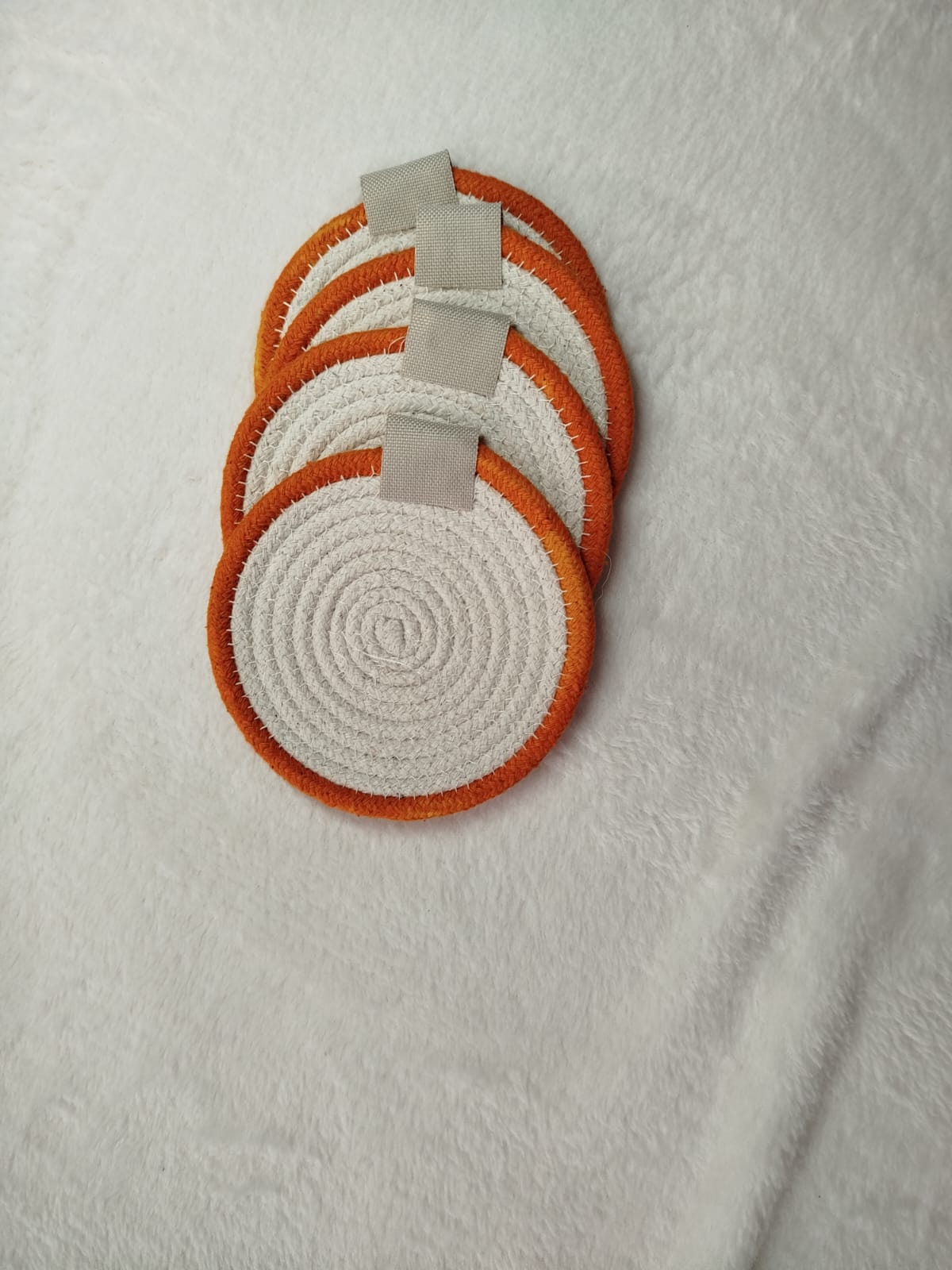 Set of 4 Orange lining coasters
