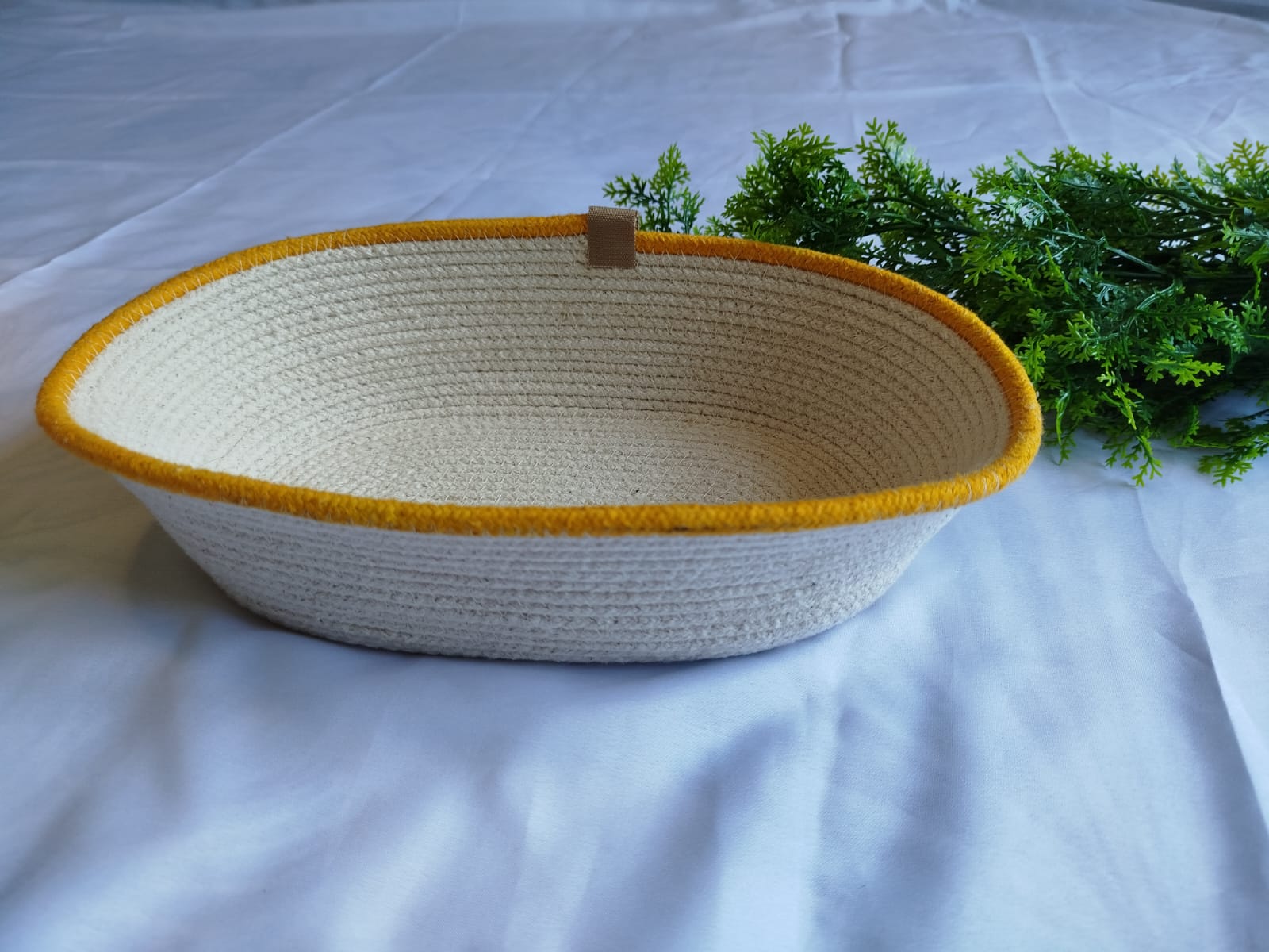 Yellow lining oval bowl