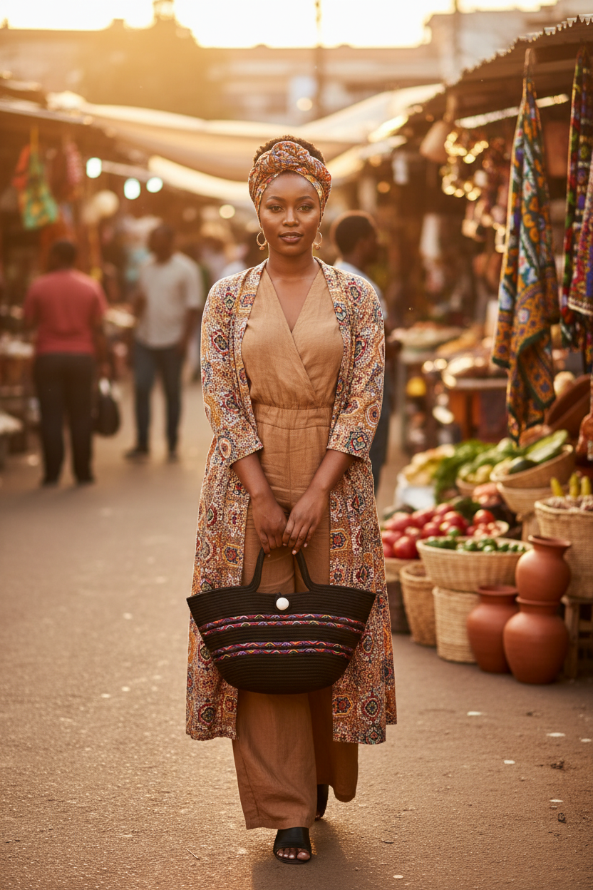 Black Ndebele Shopper Bag Lifestyle